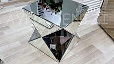 Diagonal Model Aynalı Yan Sehpa