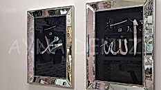 Allah C.C. Hz.Muhammed Yazılı Model Eskitme Gümüş Renk Ayna Çerçeveli İkili Tablo