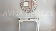 Vintage Silver Lükens Model Gümüş Renk Aynalı Dresuar Takımı