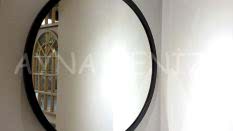 Circle Wood Black Model Siyah Renk Yuvarlak Dairesel Dekoratif Ayna