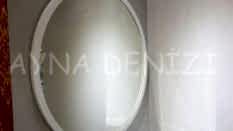 Circle Wood White Model Beyaz Renk Yuvarlak Dairesel Dekoratif Ayna