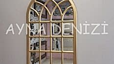 Messina Model Altın Renk Dekoratif Pencere Ayna