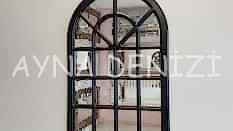 Paviya Model Siyah Renk Dekoratif Pencere Ayna