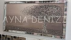 Luna Model Mozaik Aynalı Kahverengi Ayna Çerçeveli Ağaç Tablo