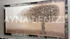 Luna Model Mozaik Aynalı Pudra Bej Renk Ayna Çerçeveli Ağaç Tablo