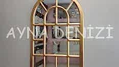 Latina Model Altın Renk Dekoratif Pencere Ayna