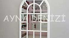 Latina Model Beyaz Renk Dekoratif Pencere Ayna