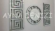 Premium Future Silver Model Üçlü Set Aynalı Saatli Niş Takımı