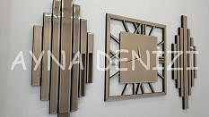 Perfect Time Bronze Model Üçlü Set Aynalı Saatli Niş Takımı