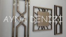 Special Time Bronze Model Üçlü Set Aynalı Saatli Niş Takımı