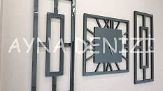 Generic Time Smoked Model Üçlü Set Aynalı Saatli Niş Takımı