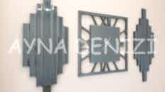 Perfect Time Smoked Model Üçlü Set Aynalı Saatli Niş Takımı