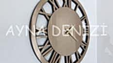 Future Roma Bronze Model Bronz Renk Dekoratif Aynalı Duvar Saati