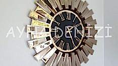 Güneş Twins Golden Jet Black Model Altın Siyah Renk Aynalı Duvar Saati