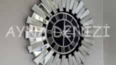 Güneş Twins Silver Black Model Gümüş Siyah Renk Aynalı Duvar Saati