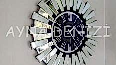 Güneş Twins Silver Jet Black Model Gümüş Siyah Renk Aynalı Duvar Saati