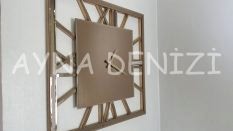 Time Golden Model Bronz Renk Dekoratif Aynalı Duvar Saati