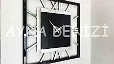 Time Silver Black Model Gümüş Siyah Renk Dekoratif Aynalı Duvar Saati