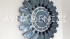 Güneş Twins Smoked Latin Model Gümüş Füme Renk Aynalı Duvar Saati