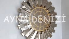 Güneş Twins Gold Bronze Model Altın Bronz Renk Aynalı Duvar Saati