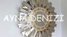 Güneş Twins Golden Latin Bronze Model Altın Bronz Renk Aynalı Duvar Saati