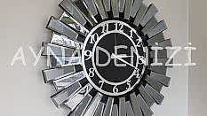 Güneş Twins Smoked Latin Black Model Gümüş Siyah Renk Aynalı Duvar Saati