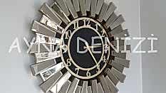 Güneş Twins Golden Latin Black Model Altın Siyah Renk Aynalı Duvar Saati