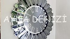 Güneş Smoked Jet Model Gümüş Füme Renk Dekoratif Aynalı Duvar Saati