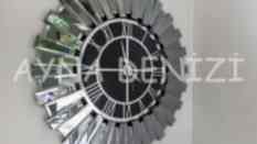 Güneş Smoked Silver Black Model Gümüş Siyah Renk Aynalı Duvar Saati