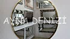 Circle Eighty Shiny Model Yellow Gold Altın Renk Metal Çerçeveli Yuvarlak Dairesel Dekoratif Ayna