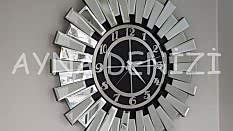 Güneş Twins Argent Black Model Gümüş Siyah Renk Aynalı Duvar Saati