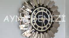 Güneş Twins Bronze Black Model Altın Siyah Renk Aynalı Duvar Saati