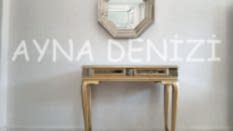 Angled Golden Lükens Model Altın Renk Aynalı Dresuar Takımı